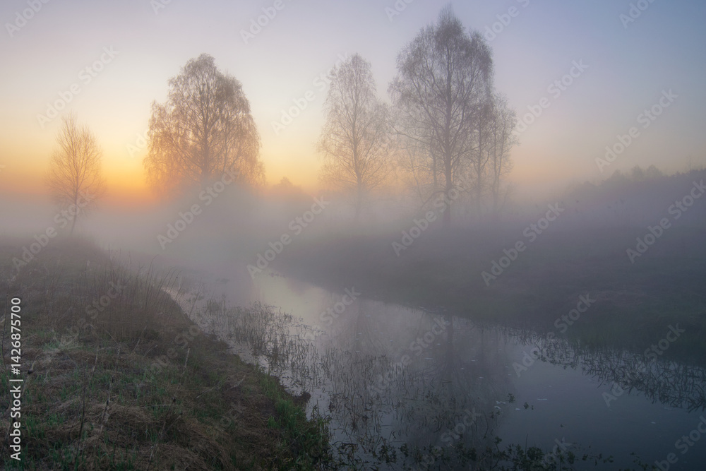 Fototapeta premium morning mist over the river