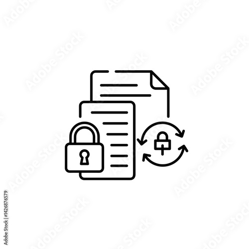 Security documents with lock and data protection symbols