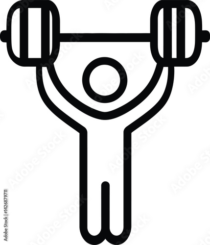 Set of a Weightlifting Silhouette, Featuring a Person Holding a Barbell Overhead in a Strength Training Pose