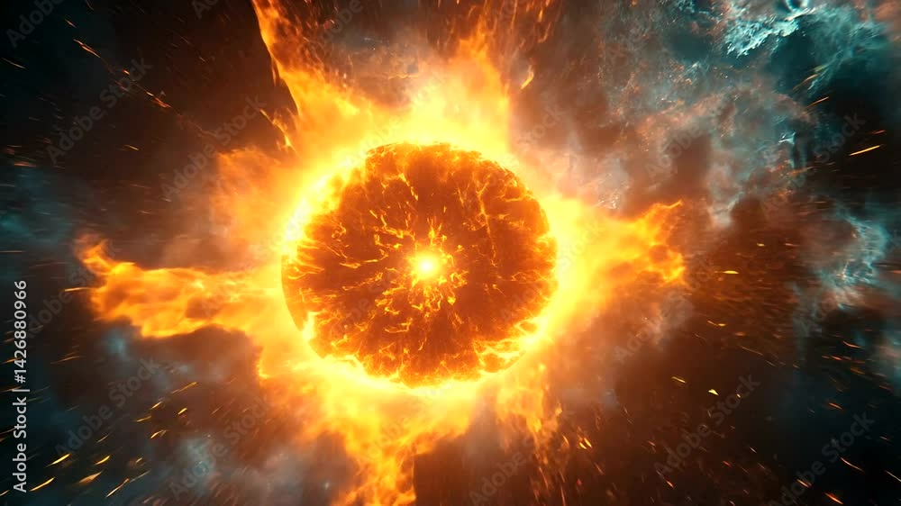 Fiery Starburst in Cosmic Nebula with Radiant Energy Fiery Starburst in Cosmic Nebula with Radiant Energy