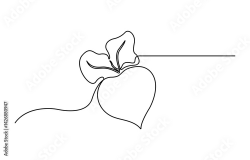 Continuous one line drawing of whole healthy organic red radish for farm logo identity. Fresh crop concept for edible root vegetable icon.