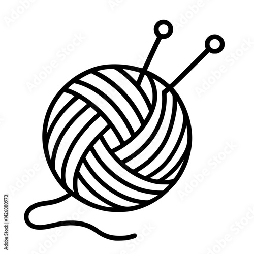 Knitting Yarn Ball with Needles – Cozy Craft and Handmade Icon