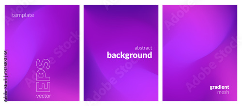 Abstract liquid background set. Gradient mesh. Effect bright color blend. Blurred fluid colorful mix. Modern design template for web covers, ad banners, posters, brochures, flyers. Vector EPS