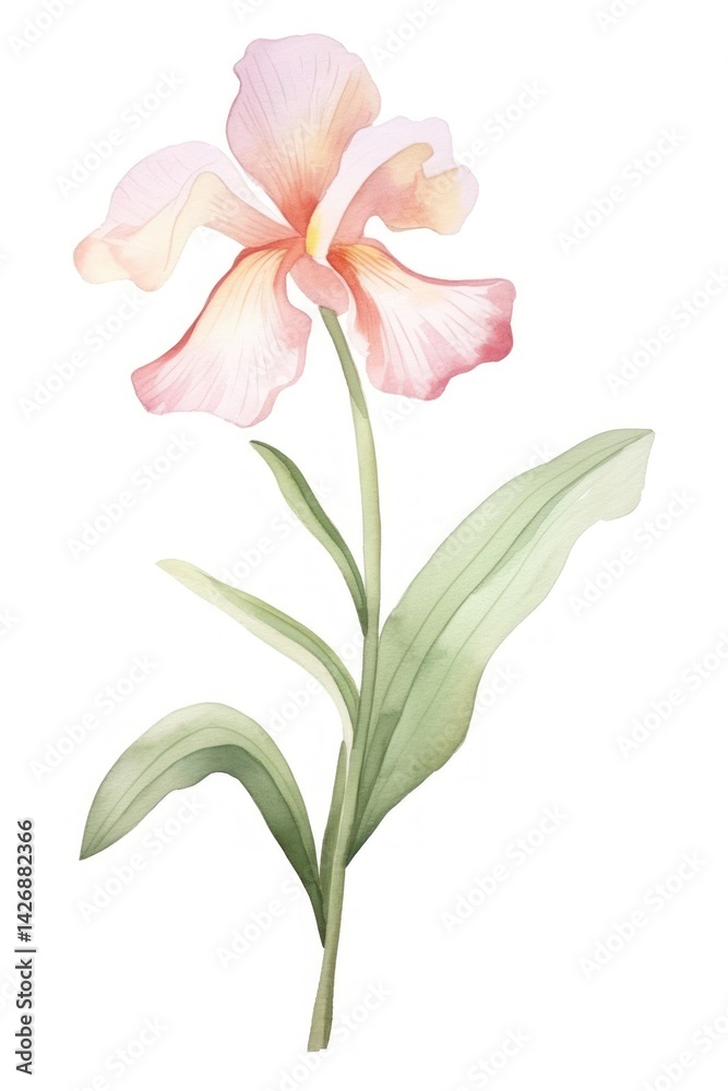 Fototapeta premium Cute watercolor illustration of a Orchid flower minimal orchid petal plant.