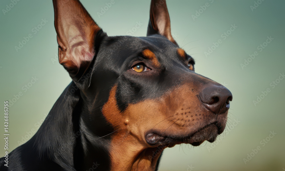 Close-up shot of a black and brown dog's face, great for pet-related designs or illustrations