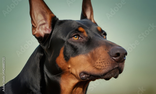 Obraz na płótnie Close-up shot of a black and brown dog's face, great for pet-related designs or illustrations w salonie