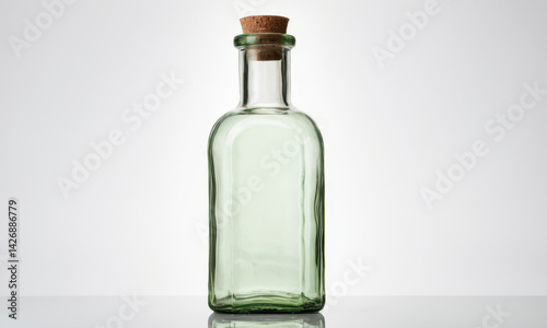 Obraz na płótnie A single green glass bottle with a natural cork stopper w salonie