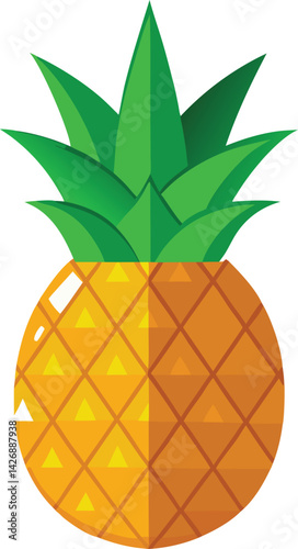 Stylized Vector Illustration of a Bright Tropical Pineapple Close-Up