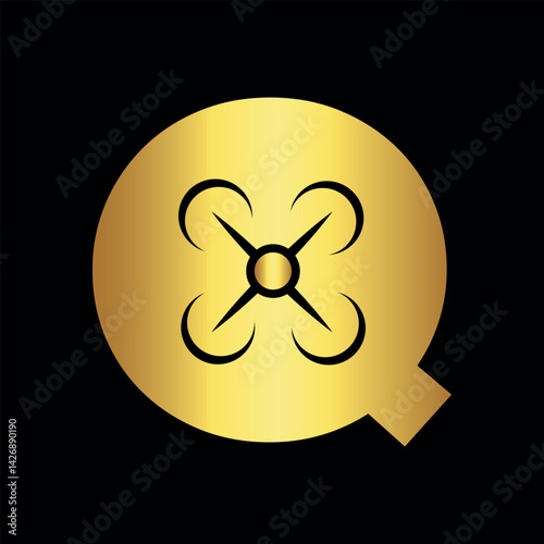 Initial drone Logo combine with letter Q vector template