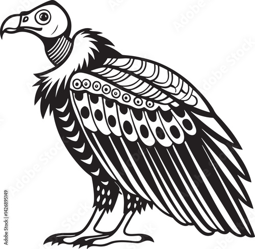 Griffon Vulture bird silhouette vector illustration