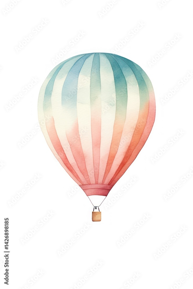 Obraz premium Watercolor illustration of a hot air balloon aircraft vehicle transportation.