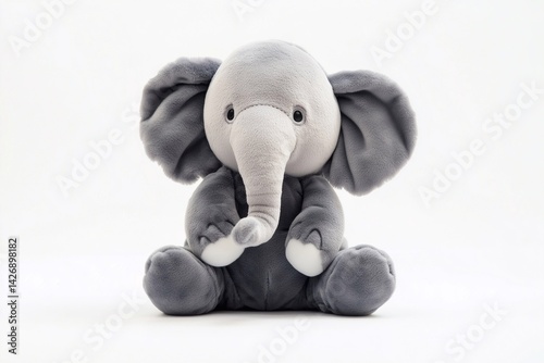 Soft toy elephant isolated on white background, generated AI
