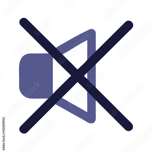 Mute Icon Symbol, Sound Off, Isolated on Black
