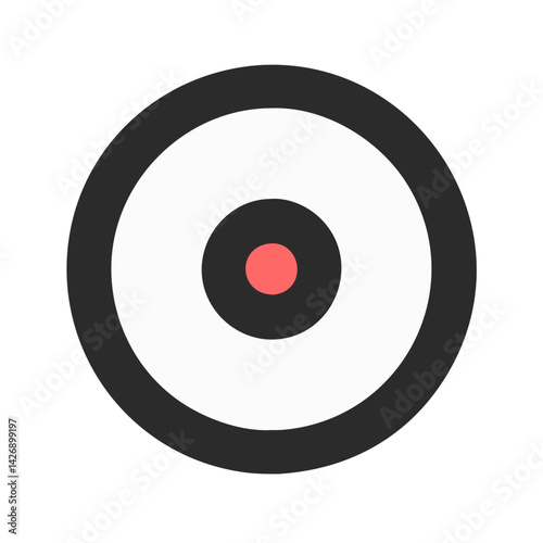Target Bullseye Illustration on Black Background in Flat Style