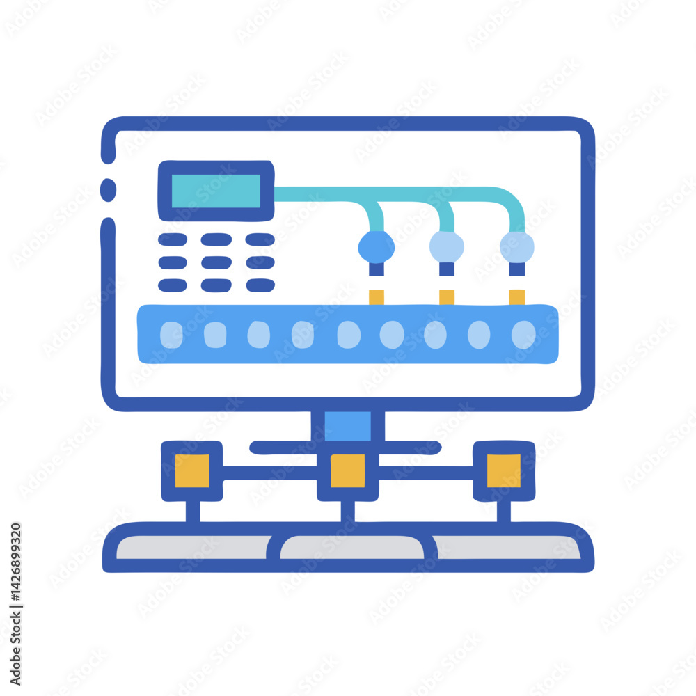 Illustration of Control Panel System with Piping and Gauges