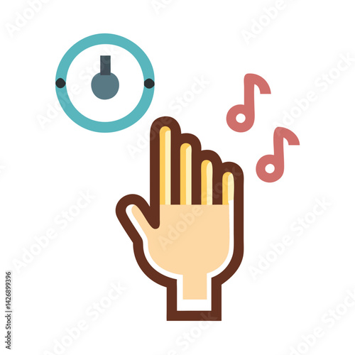 Meditation timer app icon with hand gestures and notes