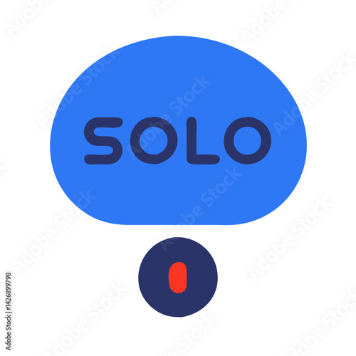 Blue speech bubble with the word 'SOLO' inside
