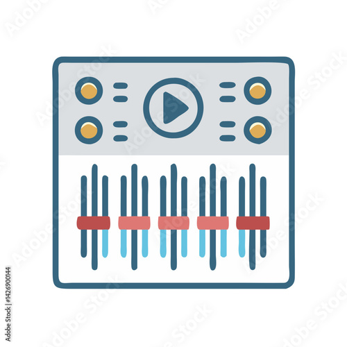 Cartoon Music Production Console Illustration Isolated on Black