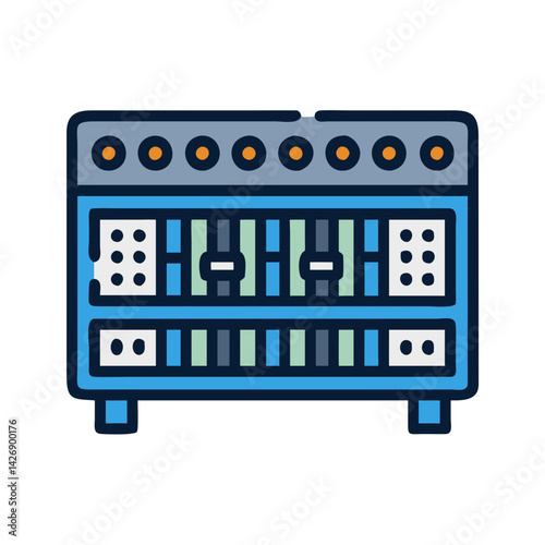 Retro Audio Mixer Console: Digital Art Icon Illustration