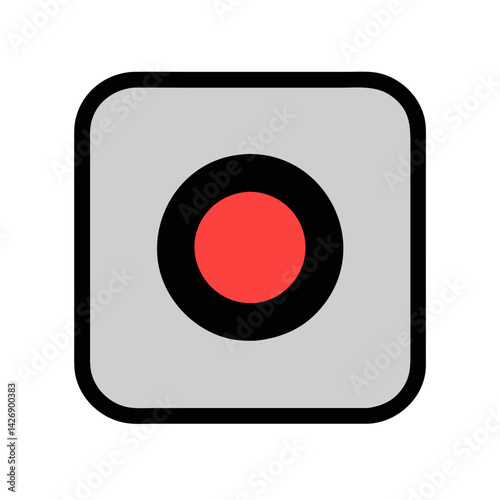Recording Symbol on Gray Background with Red Center