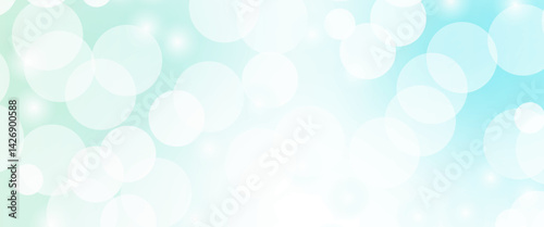 Beautiful blue soap bubbles float as background. Dreamy soft focus wallpaper backdrop. Light blue diffuse glowing floating holiday circle dots pattern. 3d rendering.	
