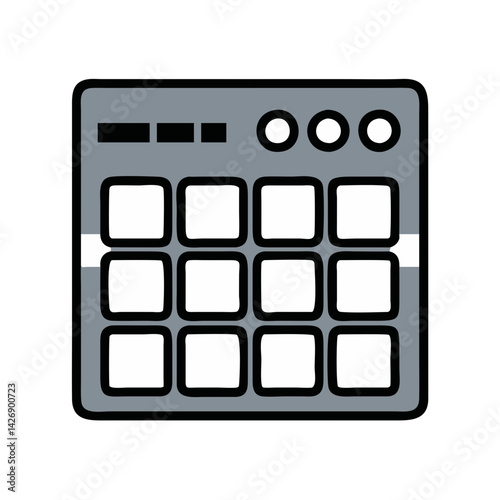 Minimalist Grey Beat Machine Icon with White Pads