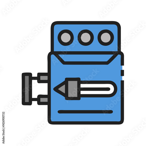 Blue Guitar Effects Pedal with Black Background Isolated