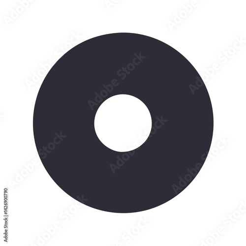 Simple Dark Gray Doughnut Shape on Black Background