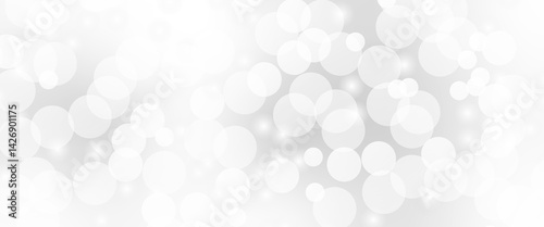 Beautiful light grey soap bubbles float as background. Dreamy soft focus wallpaper backdrop. Light grey diffuse glowing floating holiday circle dots pattern. 3d rendering.	