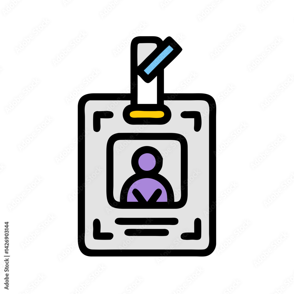 Colorful identification badge icon on black background illustration Colorful identification badge icon on black background illustration