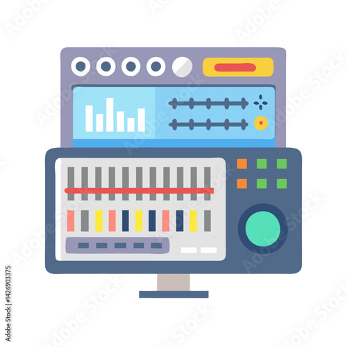 Vector art illustration of music equalizer on black background