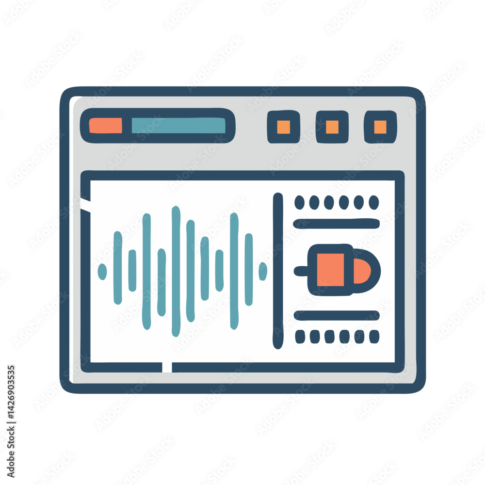 Audio waveform illustration, audio editing software icon graphic Audio waveform illustration, audio editing software icon graphic