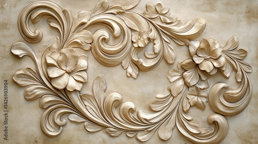 vintage floral ornament on wooden background