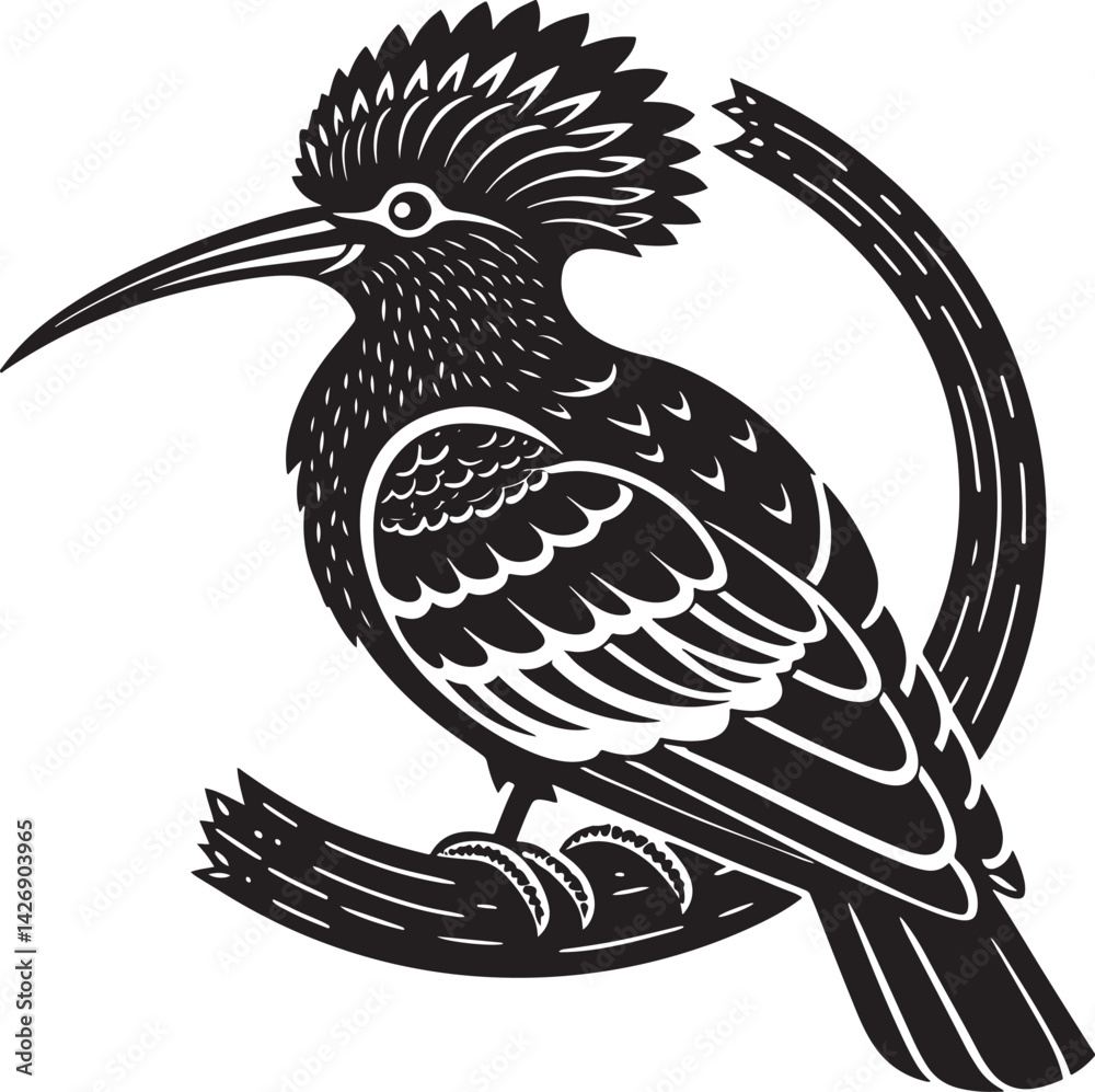 Fototapeta premium hoopoe bird vector silhouette printable png