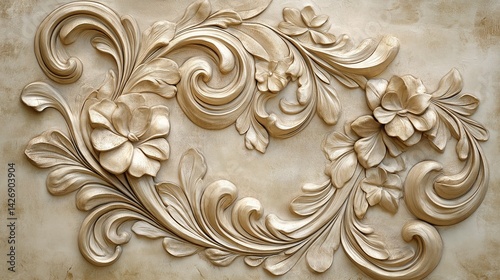 Obraz na płótnie vintage floral ornament on wooden background w salonie