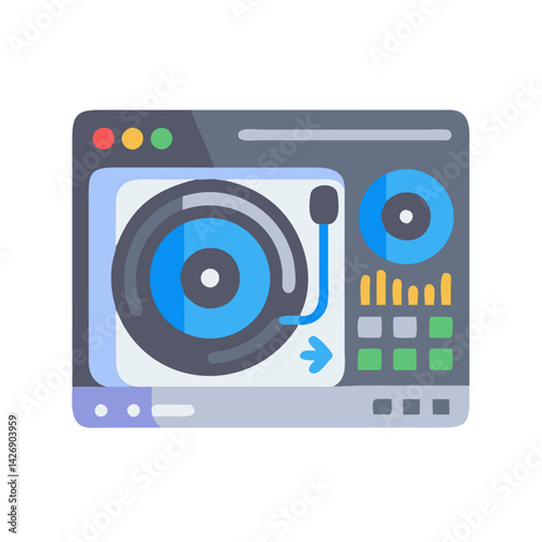 Vector illustration of a stylized DJ turntable equipment
