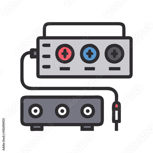 Dual Channel Audio Interface with Cables on Black Background
