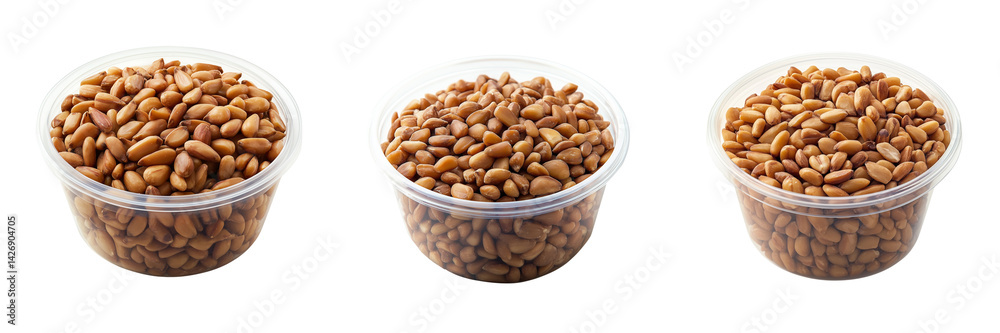 Set of A close-up of roasted pine nuts scattered on a pale beige ceramic plate on transparent png background. Ai generated Set of A close-up of roasted pine nuts scattered on a pale beige ceramic plate on transparent png background. Ai generated