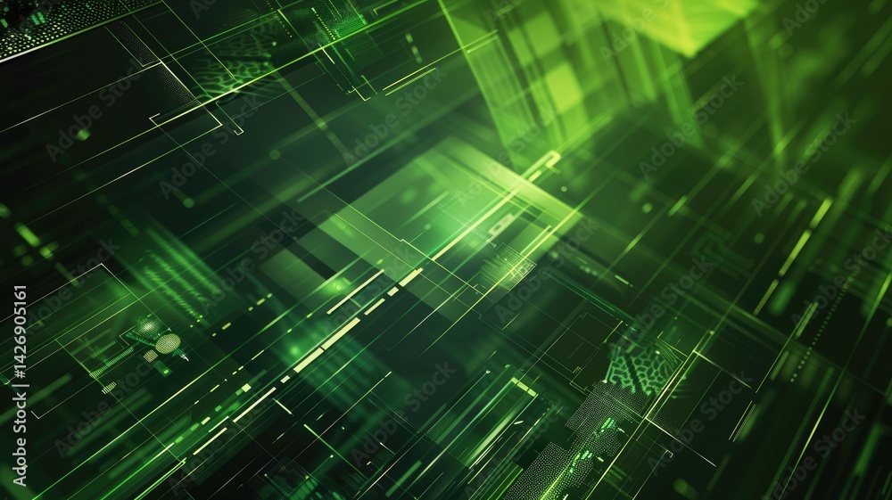 Abstract picture chip on green complex circuit with digital technology style design and the electric parts graphic show high tech system represent about processor algorithm process on computer. AIG53. Abstract picture chip on green complex circuit with digital technology style design and the electric parts graphic show high tech system represent about processor algorithm process on computer. AIG53.