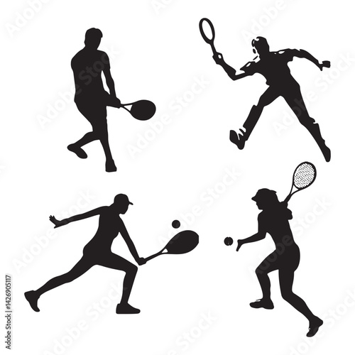 Silhouette of a Tennis Player Vector Illustration for Sports Design