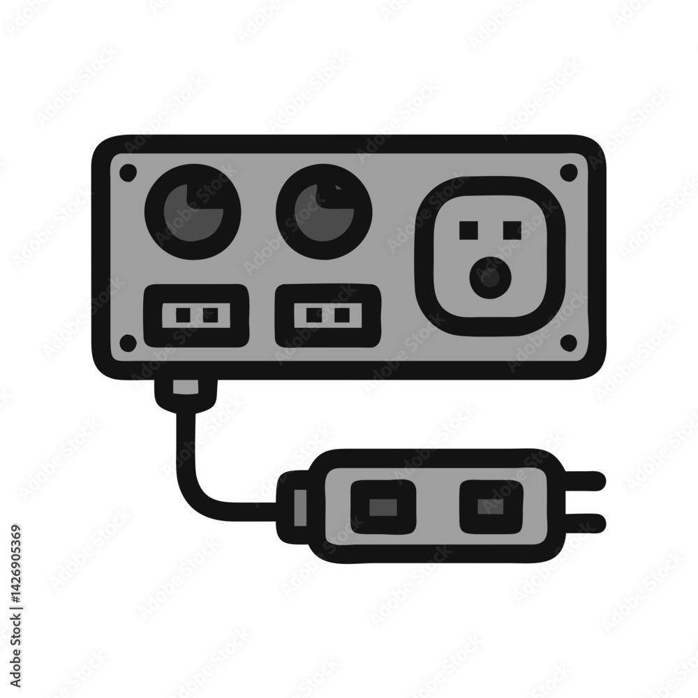 Obraz premium Electrical panel and power strip, simple vector illustration