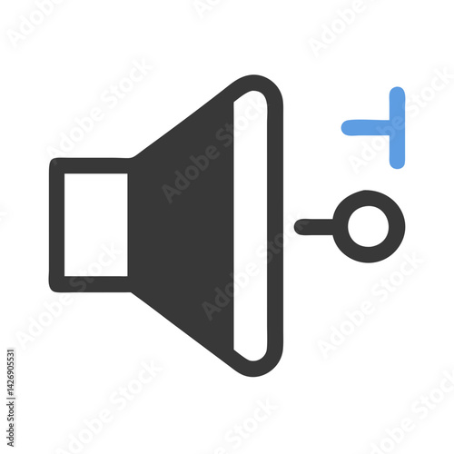 Speaker volume increase icon on black background