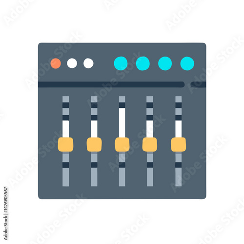 Sound Mixing Console with Sliders and Controls Illustration
