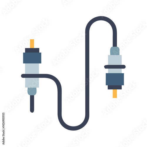 RCA Cable Icon, Audio Visual Connector on Black