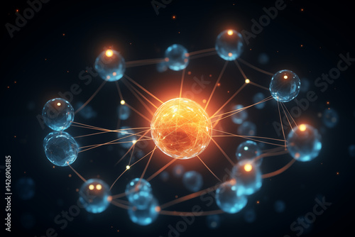 Wallpaper Mural Atom with rotating electrons, energy and matter concept background Torontodigital.ca