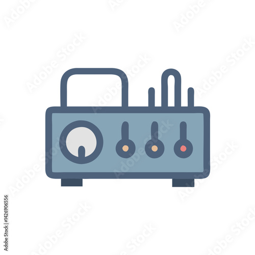 Vintage audio amplifier icon illustration on black background