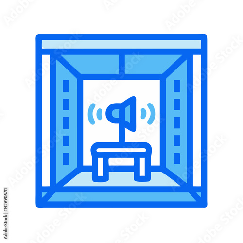 Soundproof room with acoustic test chamber and speaker