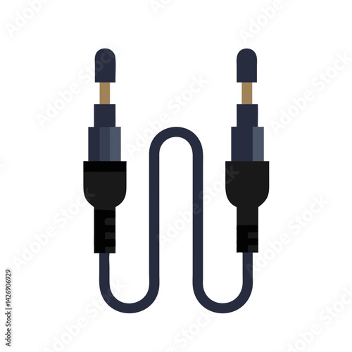 Audio Jack Cable: Audio Equipment Connection on Black