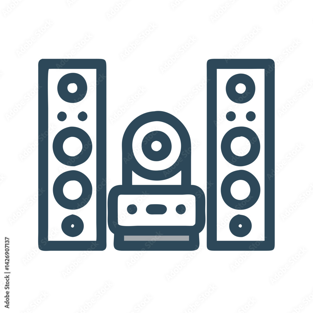 Fototapeta premium Sound system icon - audio, speakers, equipment, vector