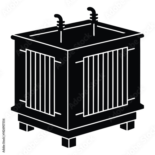 Isolated Black Vector transformer on white background